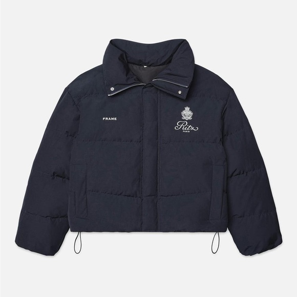 FRAME x RITZ PARIS CROPPED NAVY PUFFER